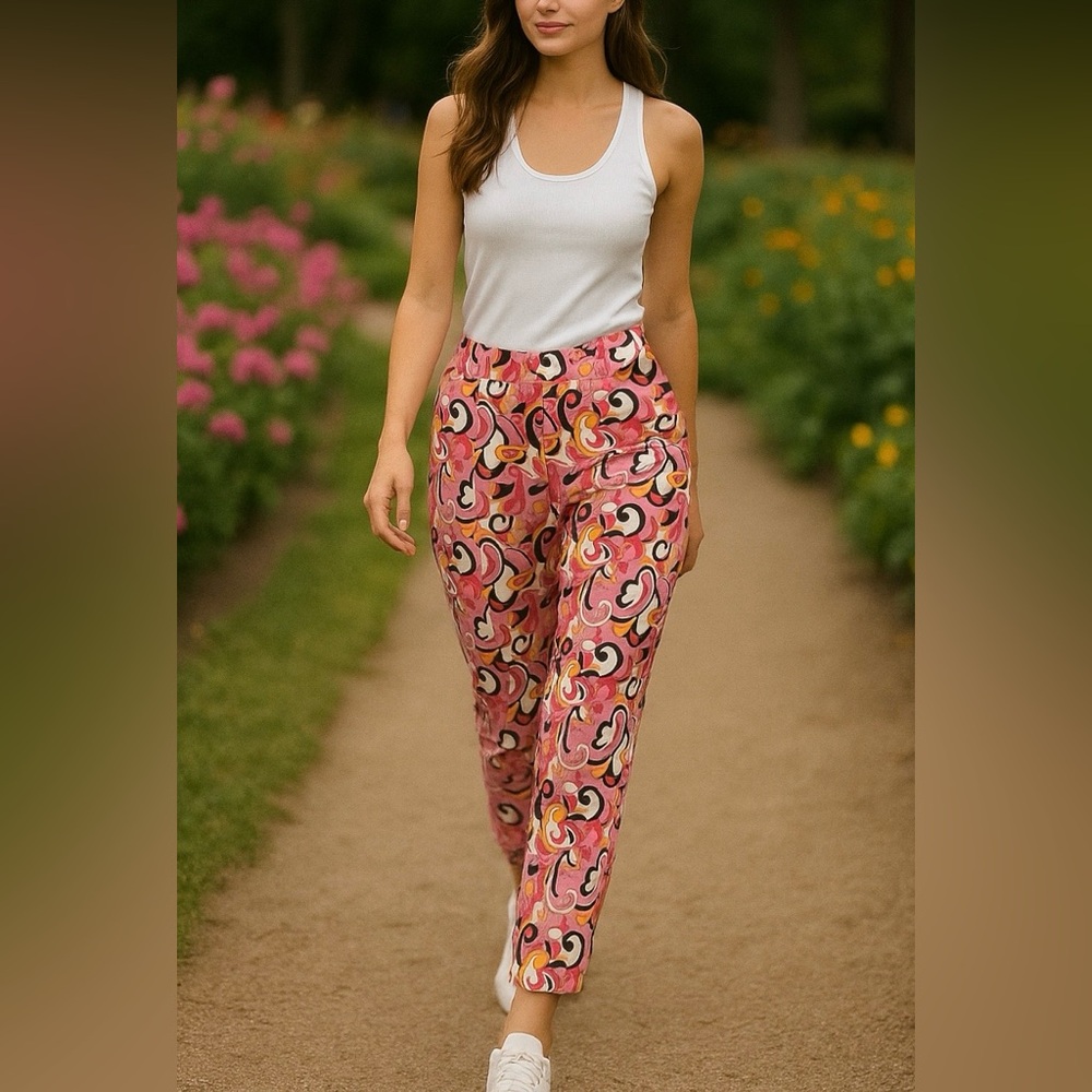 NWT Zara Pink and Orange Swirl Pants
